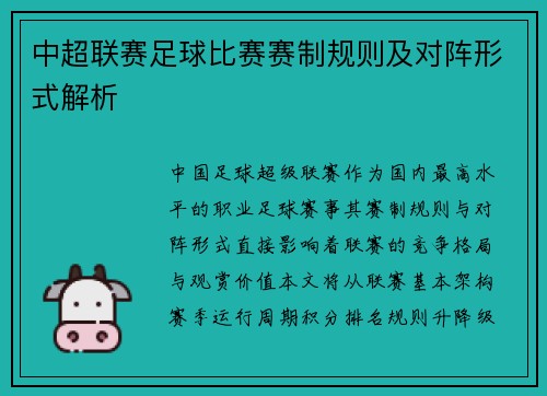 中超联赛足球比赛赛制规则及对阵形式解析